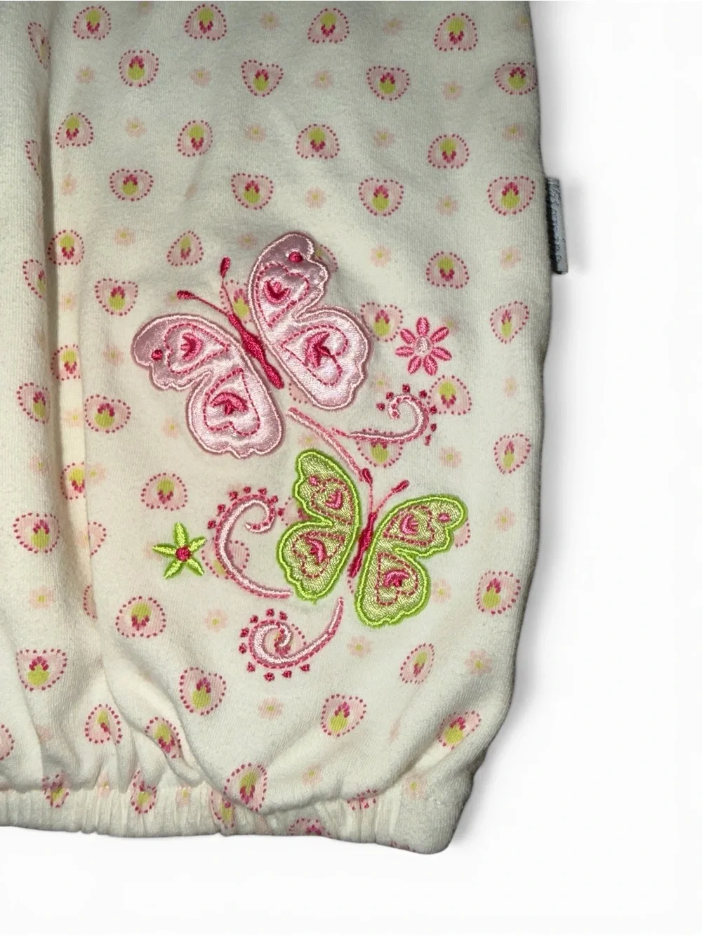Vintage Vitamins Baby Butterfly Sleep Gown 0-6M Pink Embroidered Fold Mitts